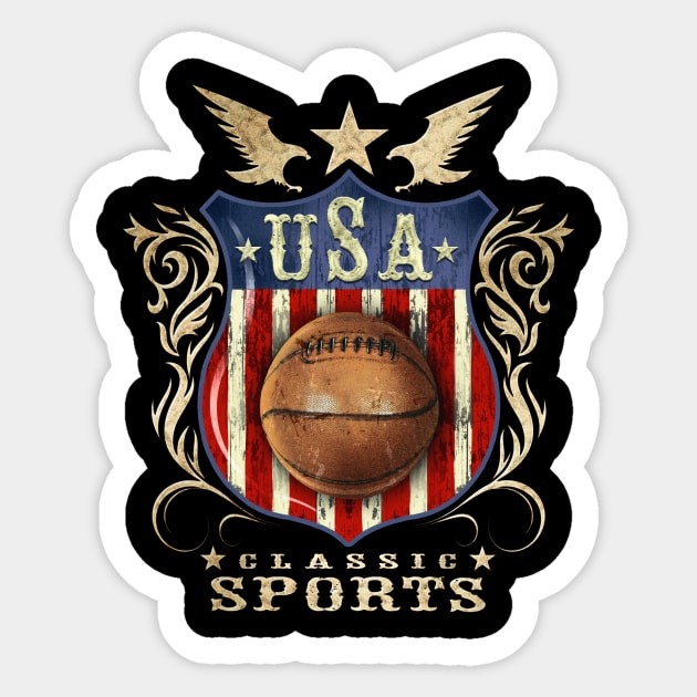 USA Classic vintage Basketball sports logo Sticker by Artizan